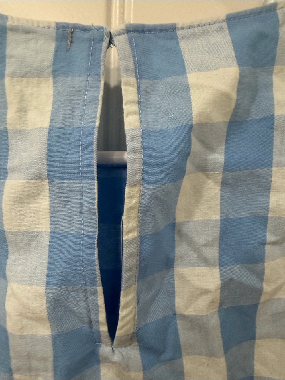 EUC The Impeccable Pig Blue and White Gingham Ruffle Sleeve Top - Picture 6 of 6
